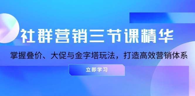 社群营销三节课精华:掌握叠价、大促与金字塔玩法,打造高效营销体系-智库云网创