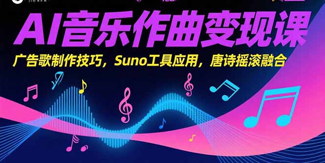 AI音乐作曲变现课,广告歌制作技巧,Suno工具应用,唐诗摇滚融合-智库云网创