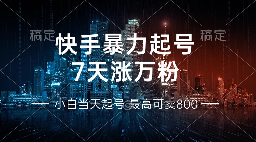 快手暴力起号,7天涨万粉,小白当天起号 多种变现方式,账号回收,单月...-智库云网创