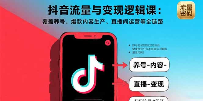 抖音流量与变现逻辑课:覆盖养号、爆款内容生产、直播间运营等全链路-智库云网创