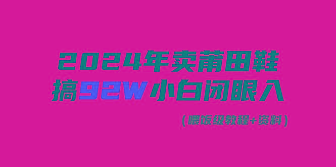 (9329期)2024年卖莆田鞋,搞了92W,小白闭眼操作!-智库云网创