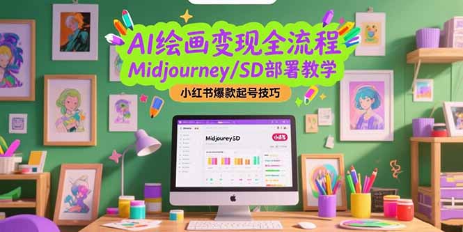 AI绘画变现全流程,Midjourney/SD部署教学,小红书爆款起号技巧-智库云网创