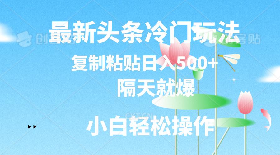 最新头条冷门玩法,隔天就爆,复制粘贴日入500+-智库云网创