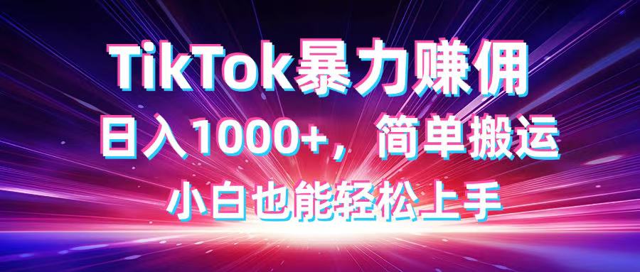 TikTok搬运暴力赚佣,日入1000+,简单搬运,小白也能轻松上手-智库云网创