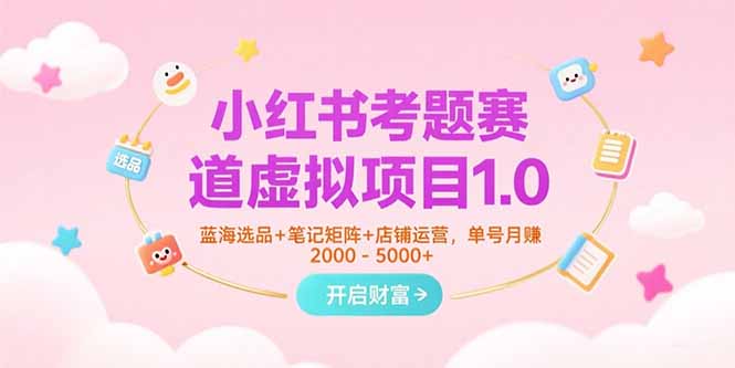 小红书考题赛道虚拟项目1.0,蓝海选品+笔记矩阵+店铺运营,单号月赚5000+-智库云网创