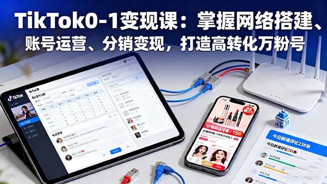 TikTok0-1变现课:掌握网络搭建、账号运营、分销变现,打造高转化万粉号-智库云网创