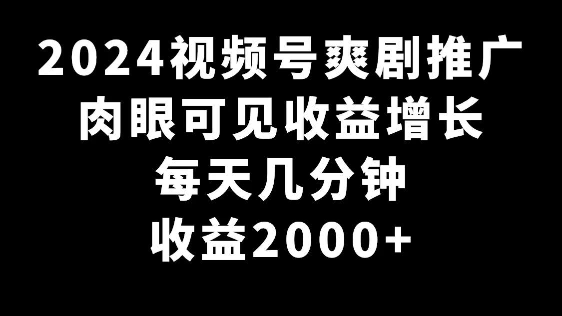 2024视频号爽剧推广,肉眼可见的收益增长,每天几分钟收益2000+-智库云网创