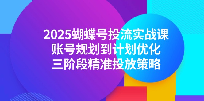 2025蝴蝶号投流实战课,账号规划到计划优化,三阶段精准投放策略-智库云网创