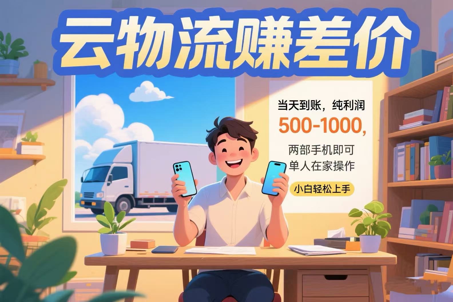 云物流赚差价 当天到账纯利润500-1000 两部手机即可 可单人在家操作 小...-智库云网创