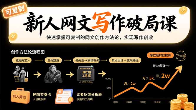 新人网文写作破局课:快速掌握可复制的网文创作方法论,实现写作创收-智库云网创