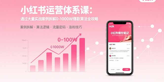 小红书运营体系课:通过大量实战案例拆解0-1000W爆款算法全攻略-智库云网创