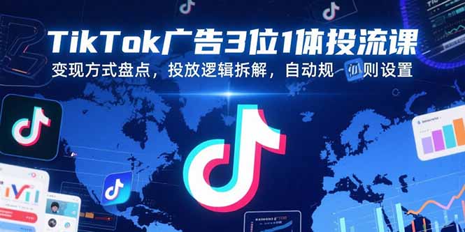 TikTok广告3位1体投流课,变现方式盘点,投放逻辑拆解,自动规则设置-智库云网创
