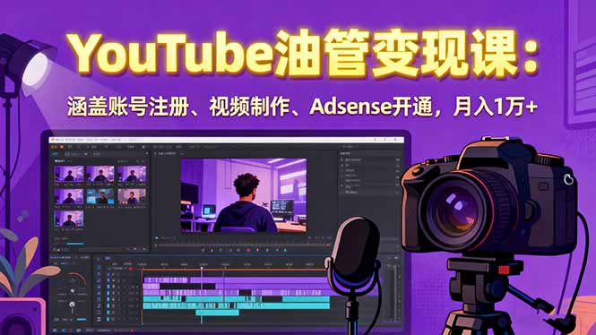 2025YouTube油管变现课:涵盖账号注册、视频制作、Adsense开通,月入1万+-智库云网创