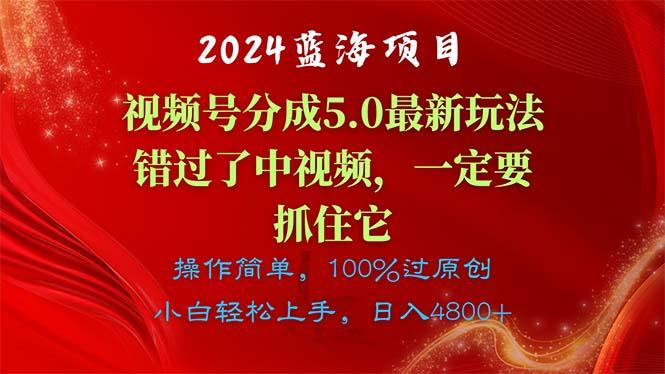 2024蓝海项目,视频号分成计划5.0最新玩法,错过了中视频,一定要抓住...-智库云网创