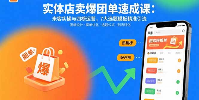 实体店卖爆团单速成课:来客实操与四榜运营,7大选题模板精准引流-智库云网创