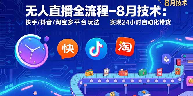 无人直播全流程-8月技术:快手/抖音/淘宝多平台玩法 实现24小时自动化带货-智库云网创