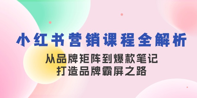 小红书营销课程全解析,从品牌矩阵到爆款笔记,打造品牌霸屏之路-智库云网创