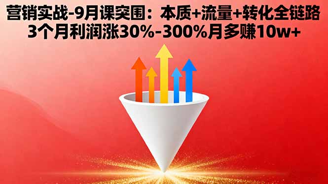 营销实战-9月突围课:本质+流量+转化全链路 3个月利润涨30%-300%月多赚10w+-智库云网创