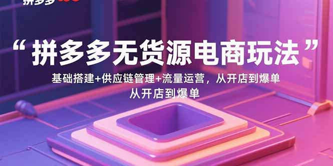 拼多多无货源电商玩法:基础搭建+供应链管理+流量运营,从开店到爆单-智库云网创