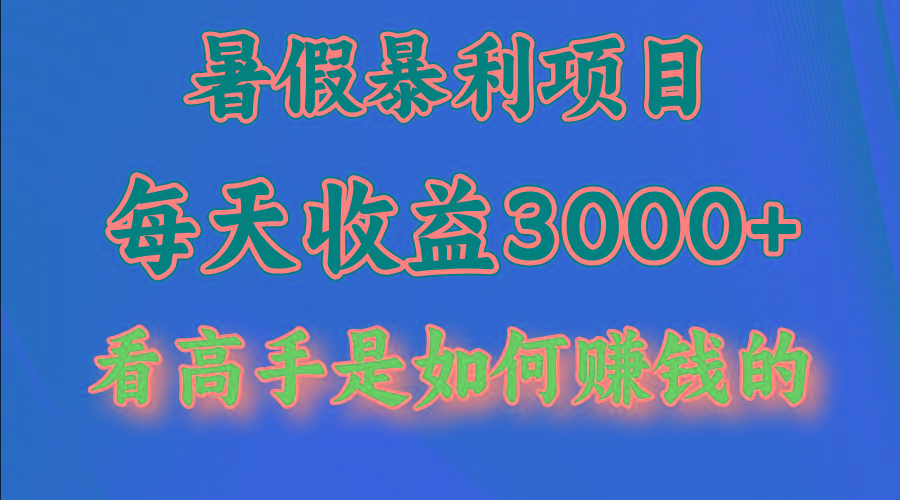 暑假暴利项目,每天收益3000+ 努努力能达到5000+,暑假大流量来了-智库云网创