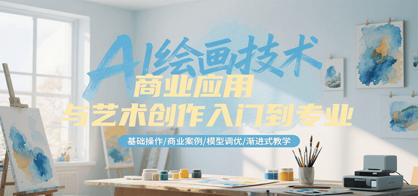 AI绘画技术商业应用与艺术创作入门到专业,基础操作/商业案例/模型调优/渐进式教学-智库云网创