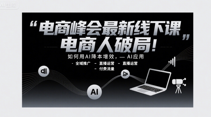 电商峰会最新线下课,电商人破局,如何用AI降本增效,AI应用-全域推广-直播运营-付费流量-智库云网创