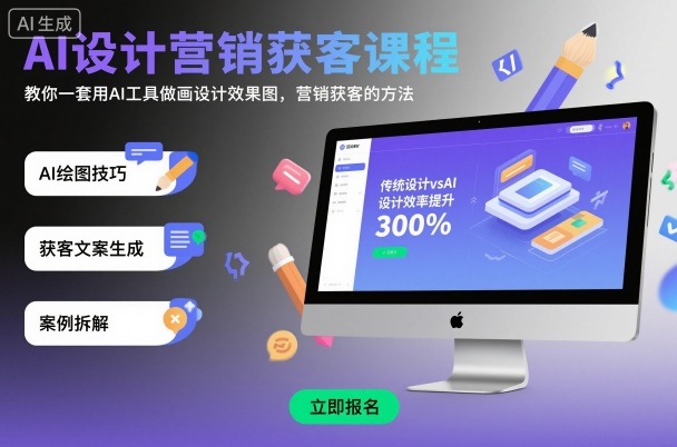 AI设计营销获客课程,教你一套用AI工具做画设计效果图,营销获客的方法-智库云网创