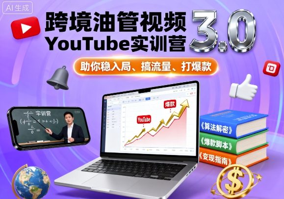 跨境油管视频YouTube实训营3.0,助你稳入局、搞流量、打爆款-智库云网创