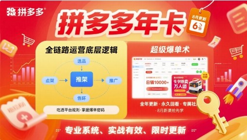 拼多多年卡【8月更新6节】拼多多全链路运营底层逻辑,超级爆单术-智库云网创