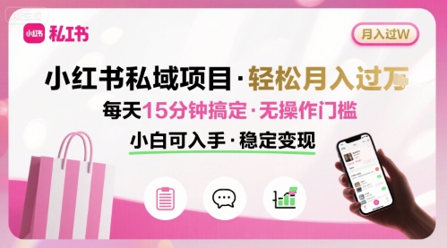 小红书私域项目 月入过W非常轻松 每天15分钟即可搞定,无任何操作门槛,小白可入手-智库云网创