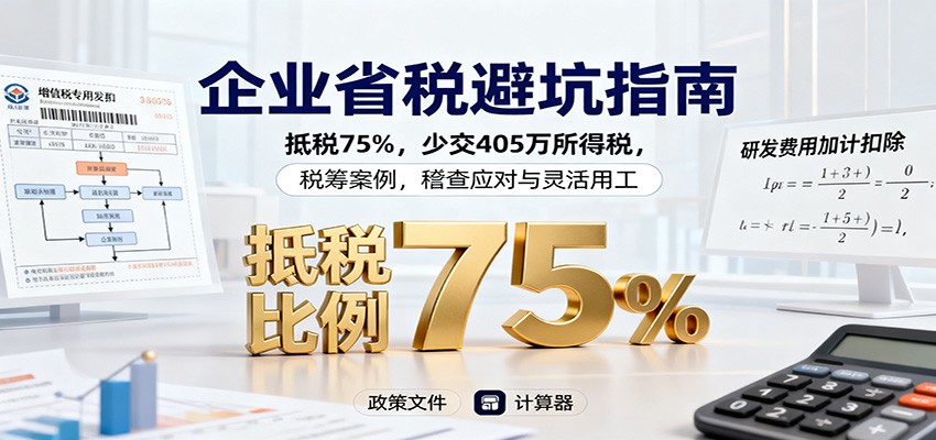 企业省税避坑指南:抵税75%,少交405万所得税,税筹案例,稽查应对与灵活用工-智库云网创