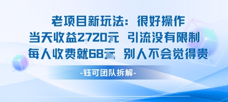老项目新玩法当天收益1k+每个人收费68米 不违规不封号-智库云网创
