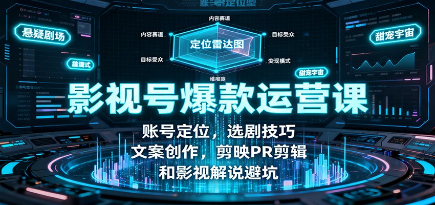 影视号爆款运营课:账号定位,选剧技巧,文案创作,剪映PR剪辑和影视解说避坑-智库云网创