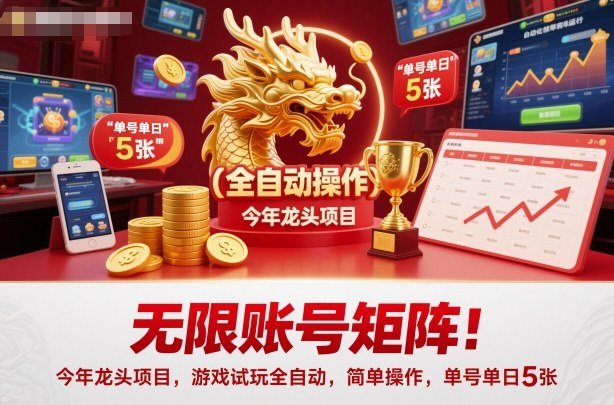 无限账号矩阵!今年龙头项目,游戏试玩全自动,简单操作,单号单日5张【揭秘】-智库云网创