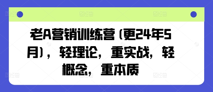老A营销训练营(更25年8月),轻理论,重实战,轻概念,重本质-智库云网创