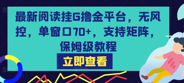 最新阅读挂G撸金平台,无风控,单窗口70+,支持矩阵,保姆级教程【揭秘】-智库云网创