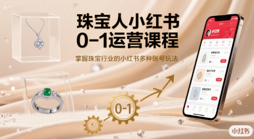 珠宝人小红书0-1运营课程,掌握珠宝行业的小红书多种账号玩法