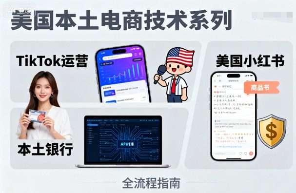 美国本土电商技术,Tiktok 运营篇+美国小红书篇+本土银行篇-智库云网创
