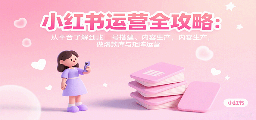 小红书运营全攻略:从平台了解到账号搭建、内容生产,做爆款库与矩阵运营-智库云网创