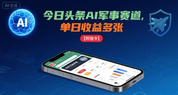 今日头条AI军事赛道,单日收益多张 ,手机可做【附指令】-智库云网创