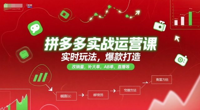 拼多多实战运营课,实时玩法,爆款打造,改销量,补大单,AB单,直播等(更新2025月)-智库云网创