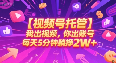 【视频号托管 】我出视频,你出账号,每天5分钟发布,最高躺挣2W+【揭秘】-智库云网创