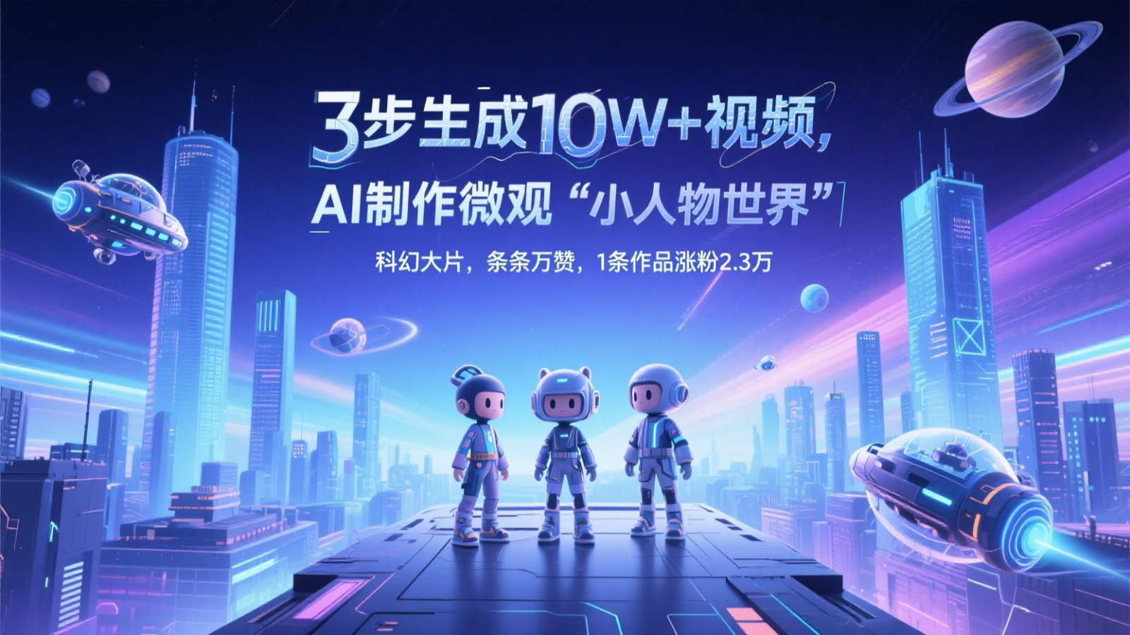 三步生成10W+视频,AI制作微观“小人物世界”科幻大片,条条万赞,1条作品涨粉2.3万-智库云网创