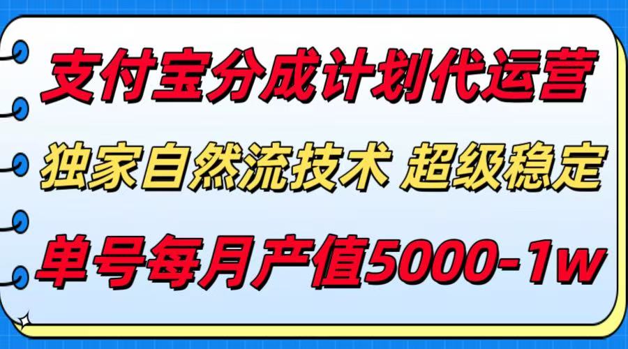 支付宝分成计划代运营,独家自然流技术,收益稳定,单号月产5000+-智库云网创
