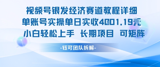 视频号银发经济赛道单账号实操单日实收1k+,小白轻松上手长期项目-智库云网创
