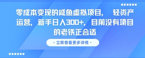 零成本变现的咸鱼虚拟项目, 轻资产运营,新手日入3张+,目前没有项目的老铁正合适-智库云网创