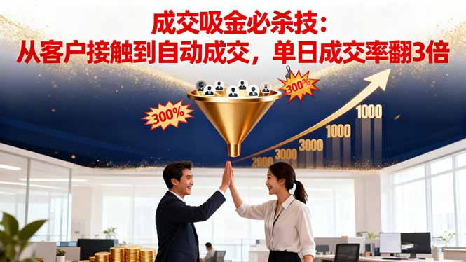 吸金成交营销必杀技:从客户接触到自动成交,单日成交率翻3倍-智库云网创