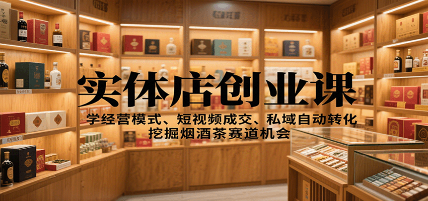 实体店创业课:学经营模式、短视频成交、私域自动转化,挖掘烟酒茶赛道机会-智库云网创
