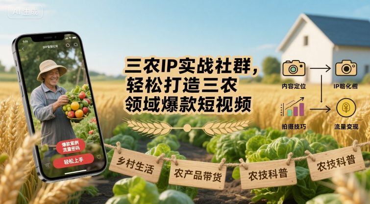 三农IP实战社群,轻松打造三农领域爆款短视频-智库云网创