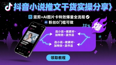抖音小说推文干货实操分享,混剪+AI图片卡特效爆量全流程,0粉丝0门槛可做-智库云网创